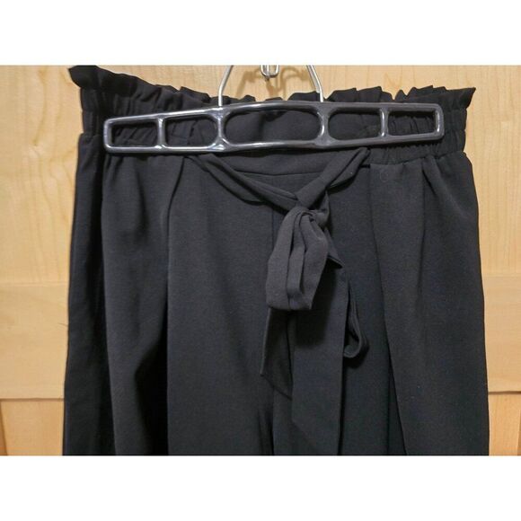 Grace Karin Black Wide-Leg Palazzo Pants With Tie Waist gaucho culottes elegant - Picture 3 of 7